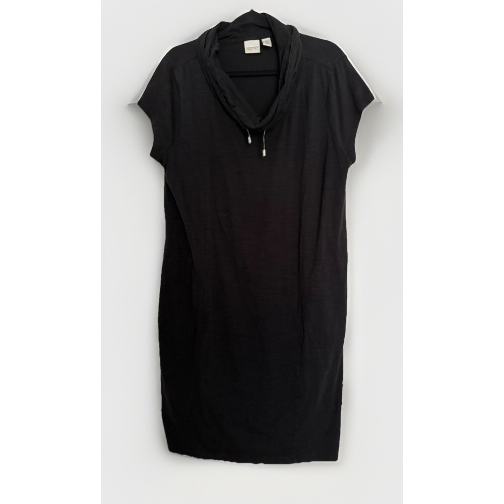Chico's Zenergy Black Cowl Neck Sleeveless Dress Pockets Size 3 (XL)Cotton Blend